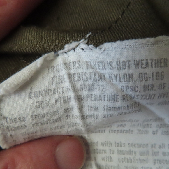 US Military Trousers Hot Weather Fire Resistant Nylon OG 106 Size Medium Long - Picture 8 of 8